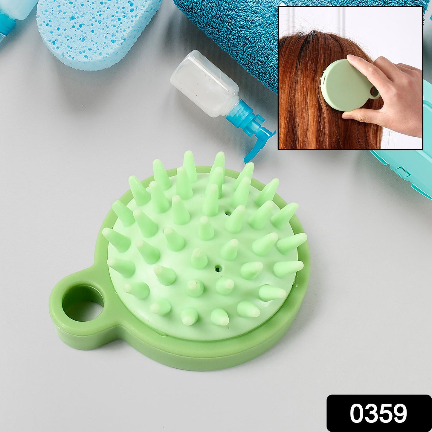 Your Brand portable scalp massage comb with soft silicone bristles for relaxing scalp stimulation