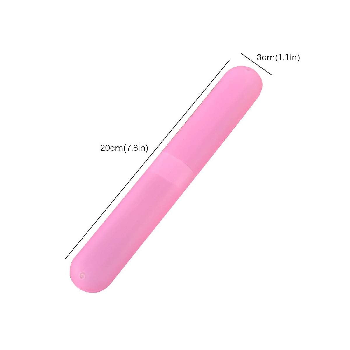 Pink portable toothbrush case measuring 20cm by 3cm, ideal for travel and hygiene