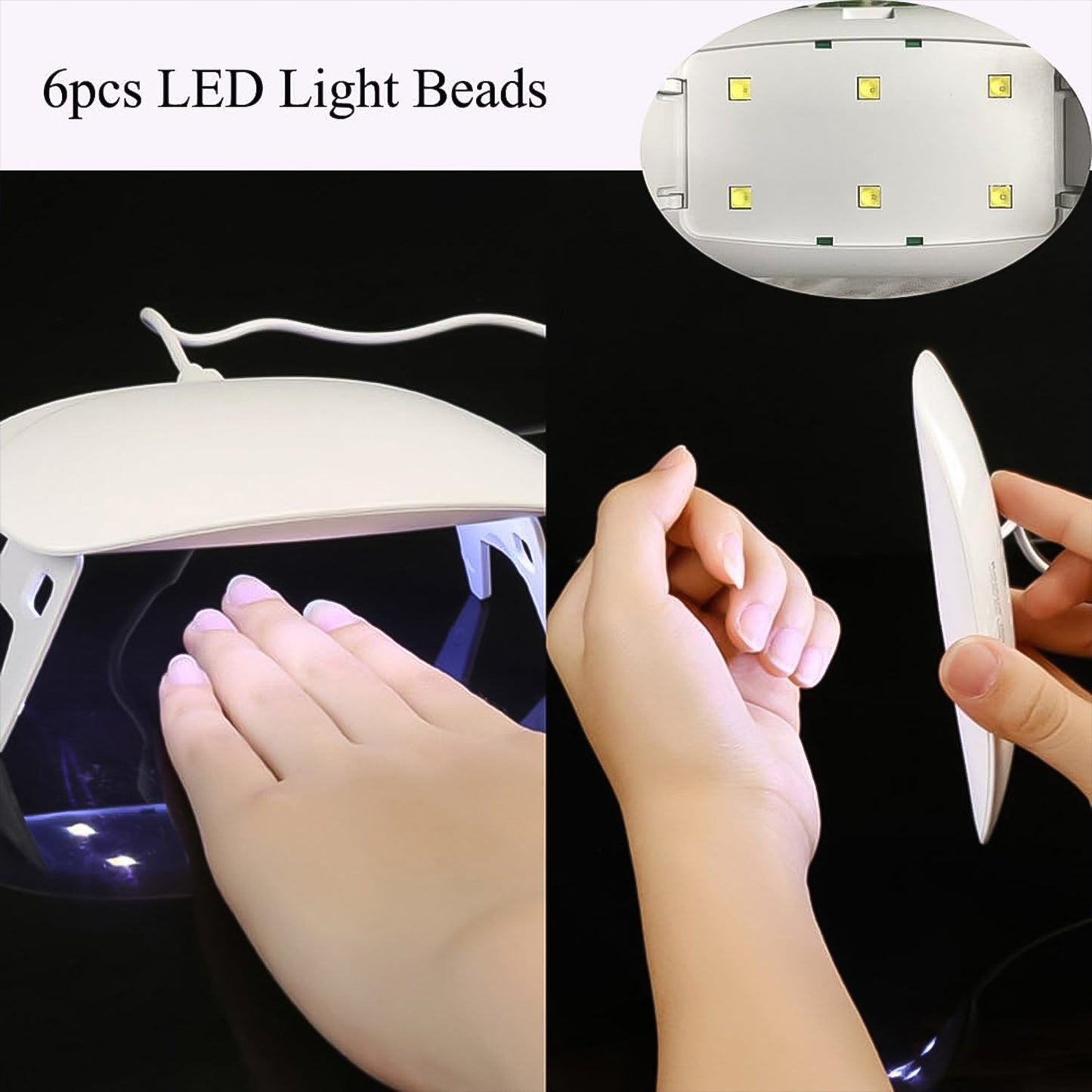 Your Brand portable UV LED nail lamp with 6pcs LED light beads for quick nail drying