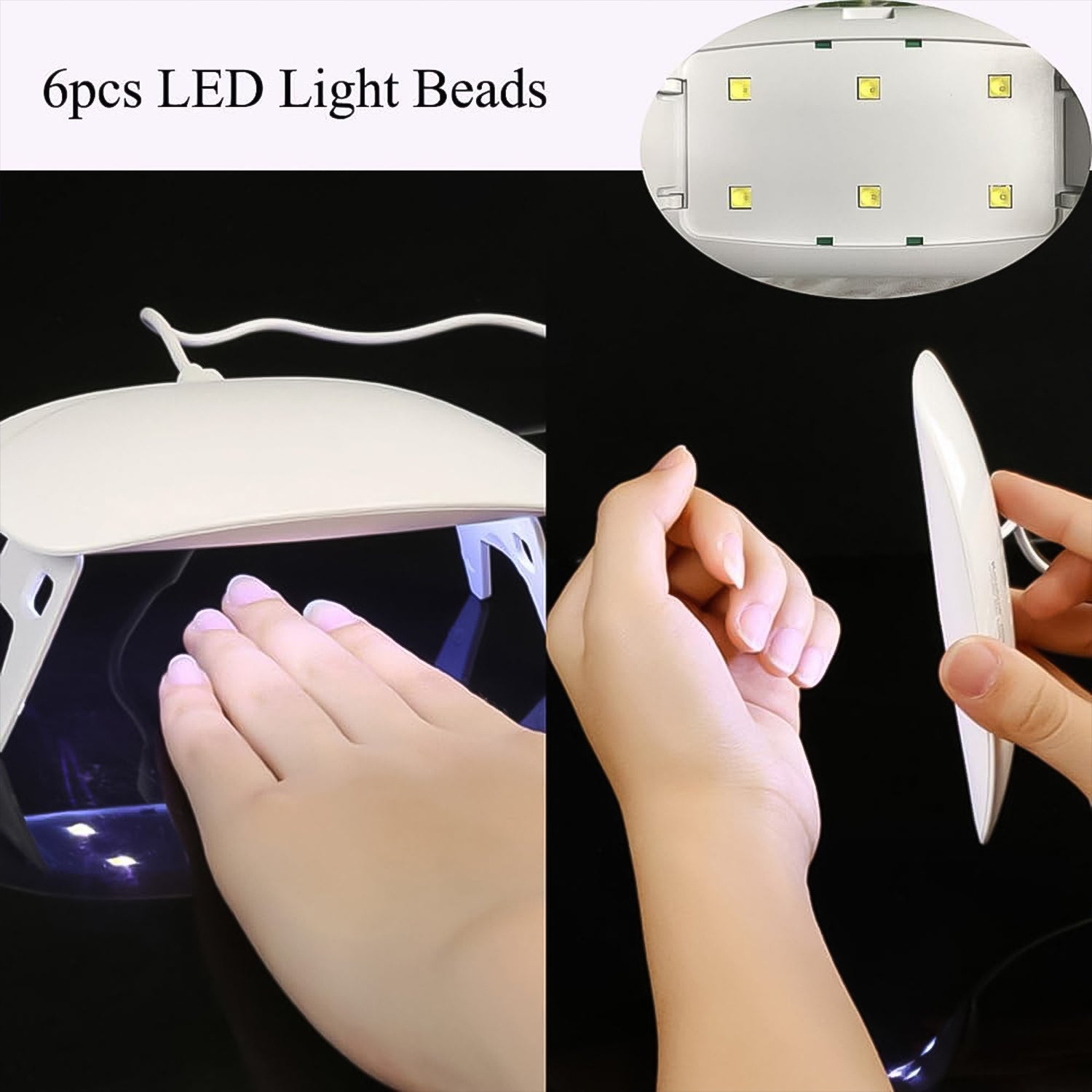 Your Brand portable UV LED nail lamp with 6pcs LED light beads for quick nail drying