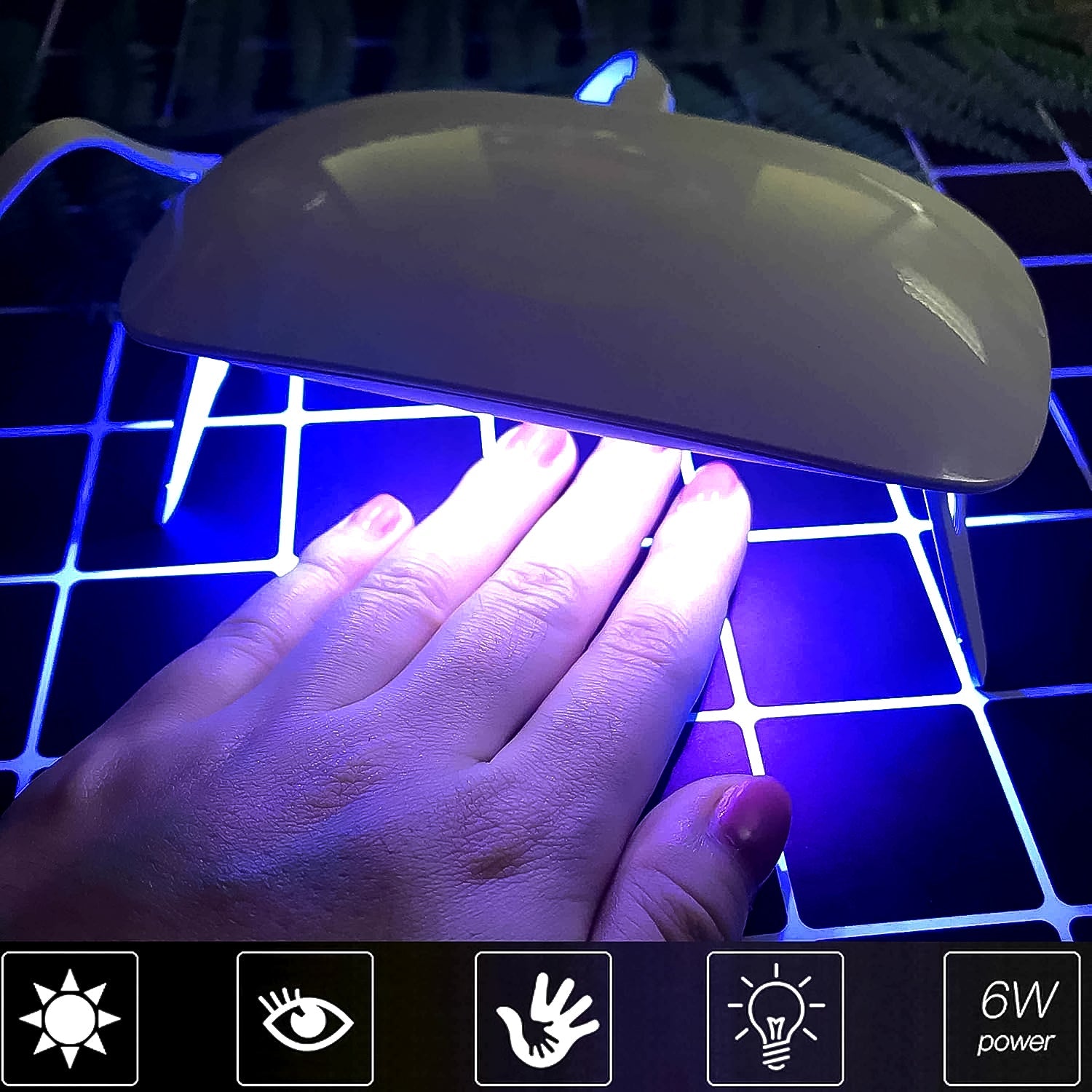 Portable UV LED nail lamp with 6W power curing nails quickly and efficiently for at-home manicures