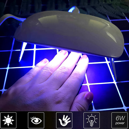 Portable UV LED nail lamp with 6W power curing nails quickly and efficiently for at-home manicures