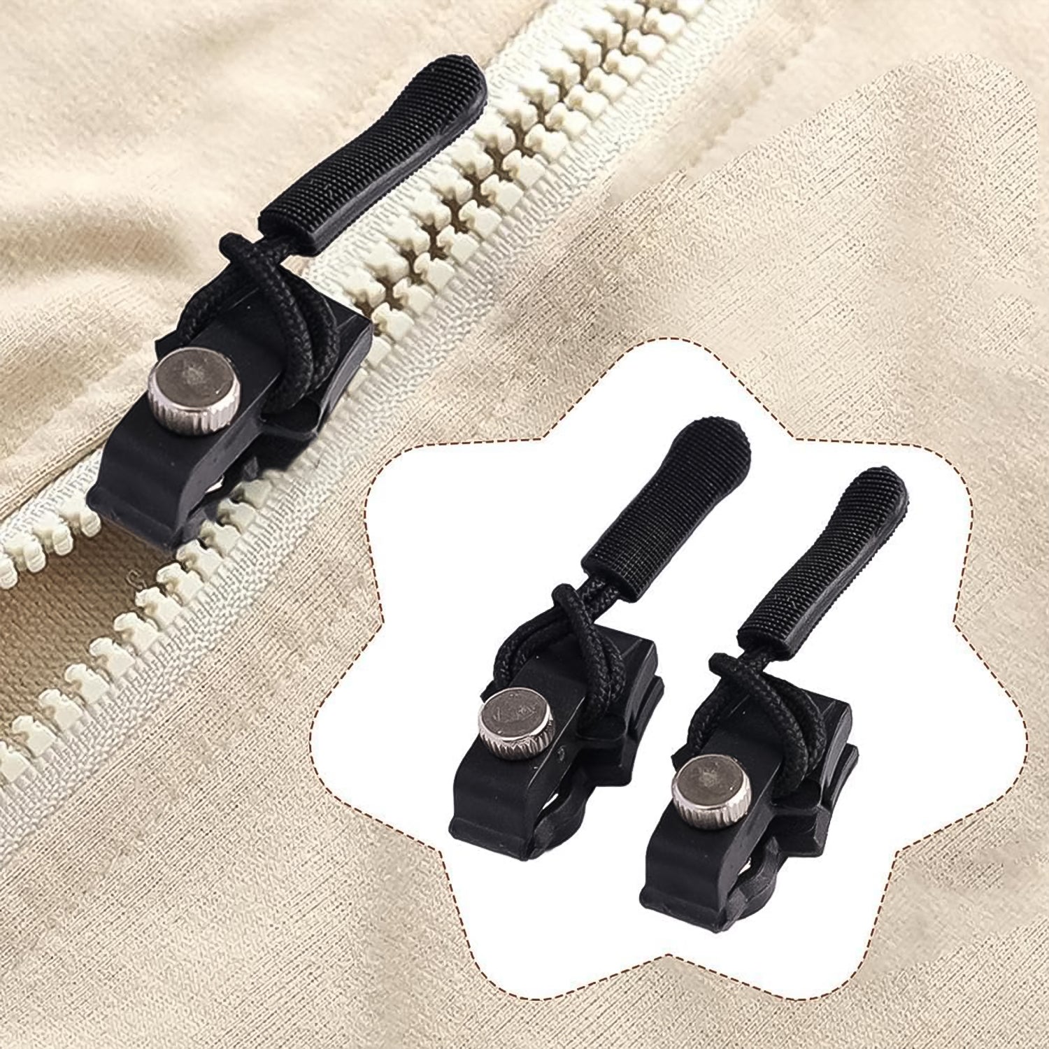Portable zipper slider replacement for quick and easy zipper repairs on bags and clothing