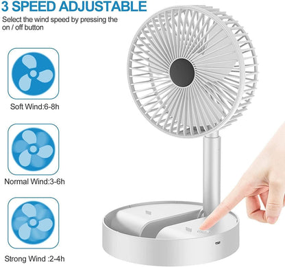 Powerful rechargeable table fan with adjustable speeds for customized cooling at home or office