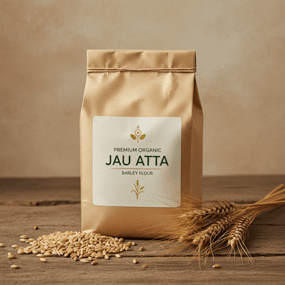 THE GIR FARMER Organic Jau Flour in a kraft paper bag, ideal for healthy baking and cooking