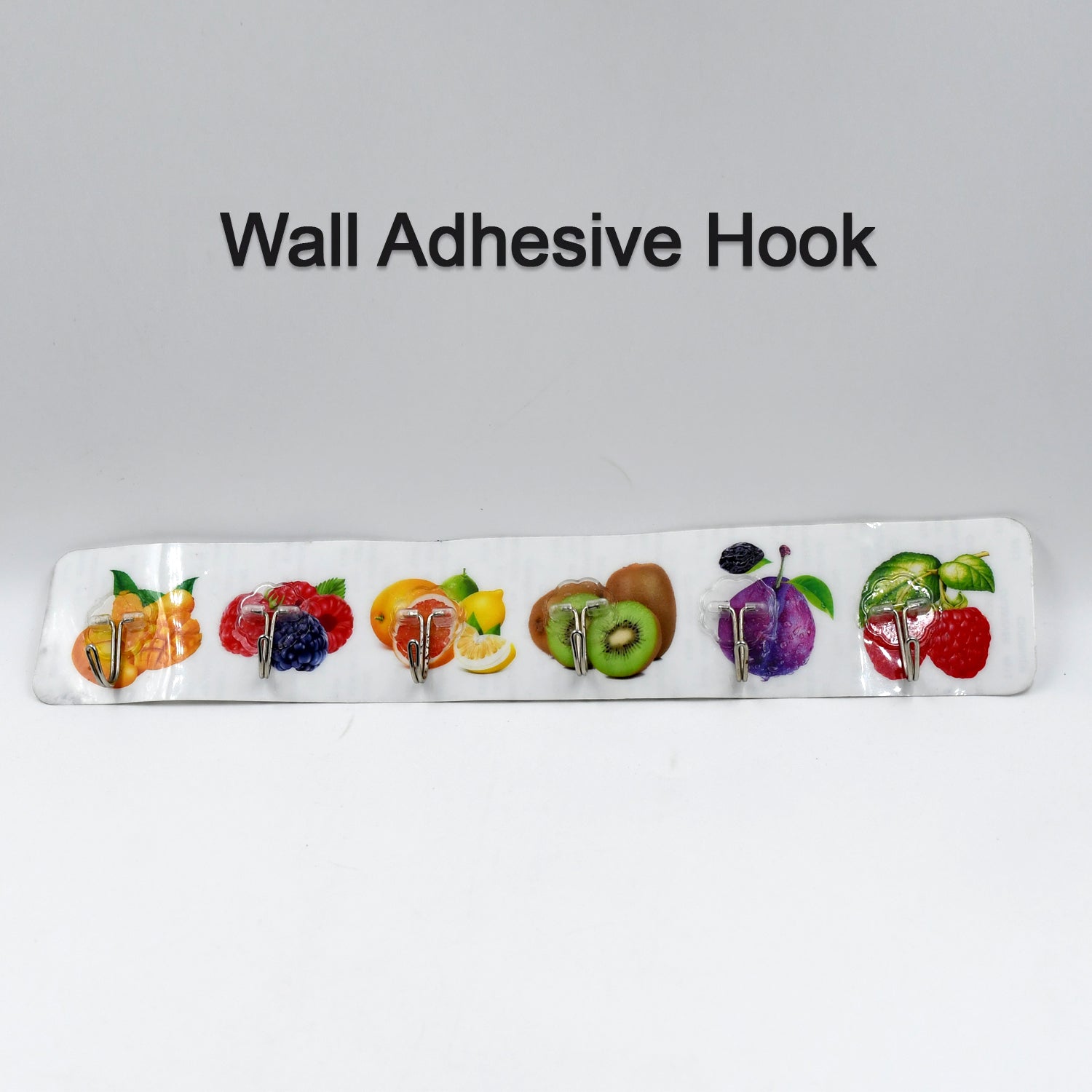 Premium transparent adhesive wall hooks with colorful fruit patterns for home organization