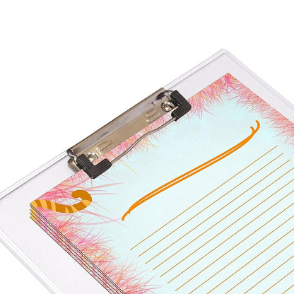 Premium transparent exam pad with a colorful design and clip for easy note-taking