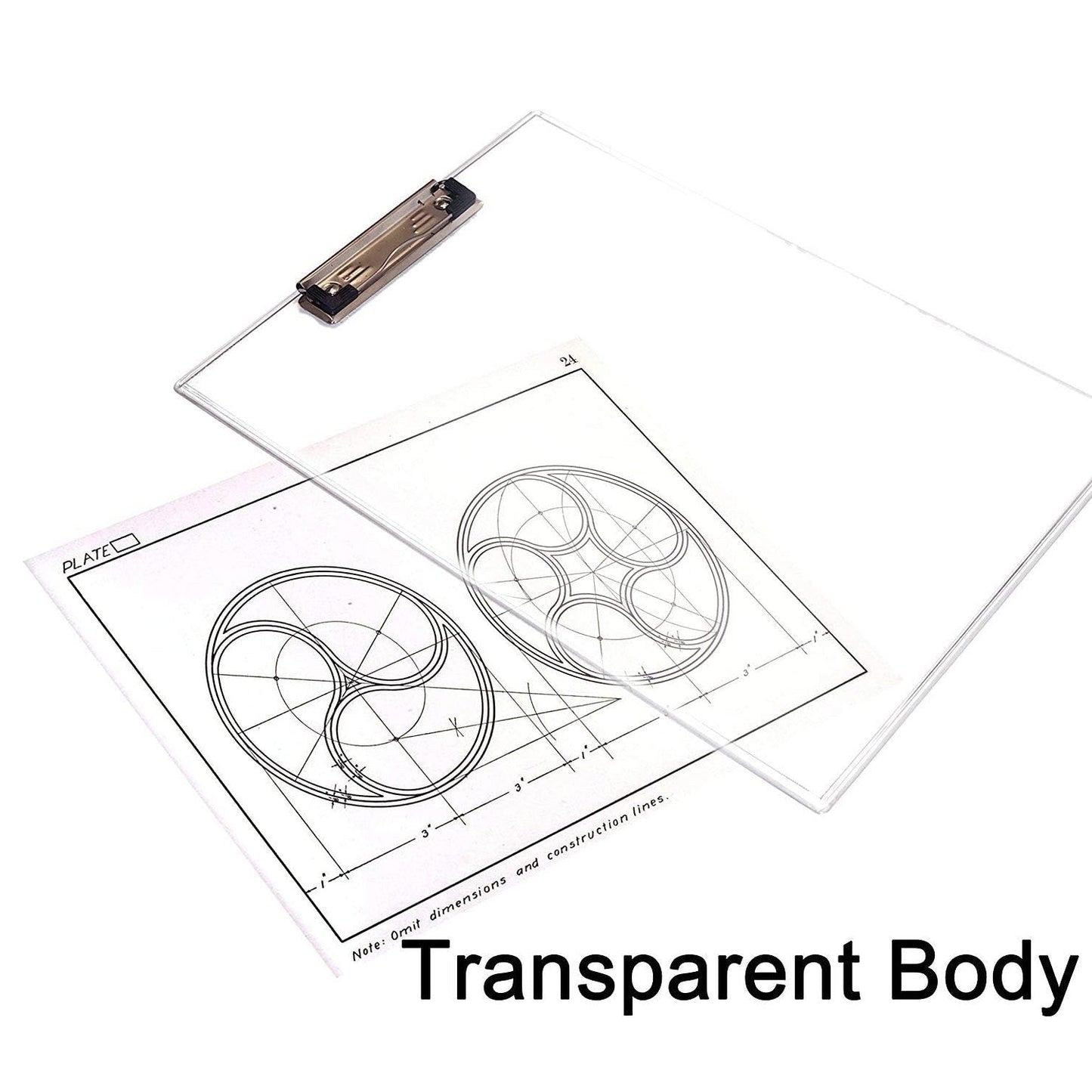 Your Brand premium transparent exam pad featuring a clear body for easy visibility of documents