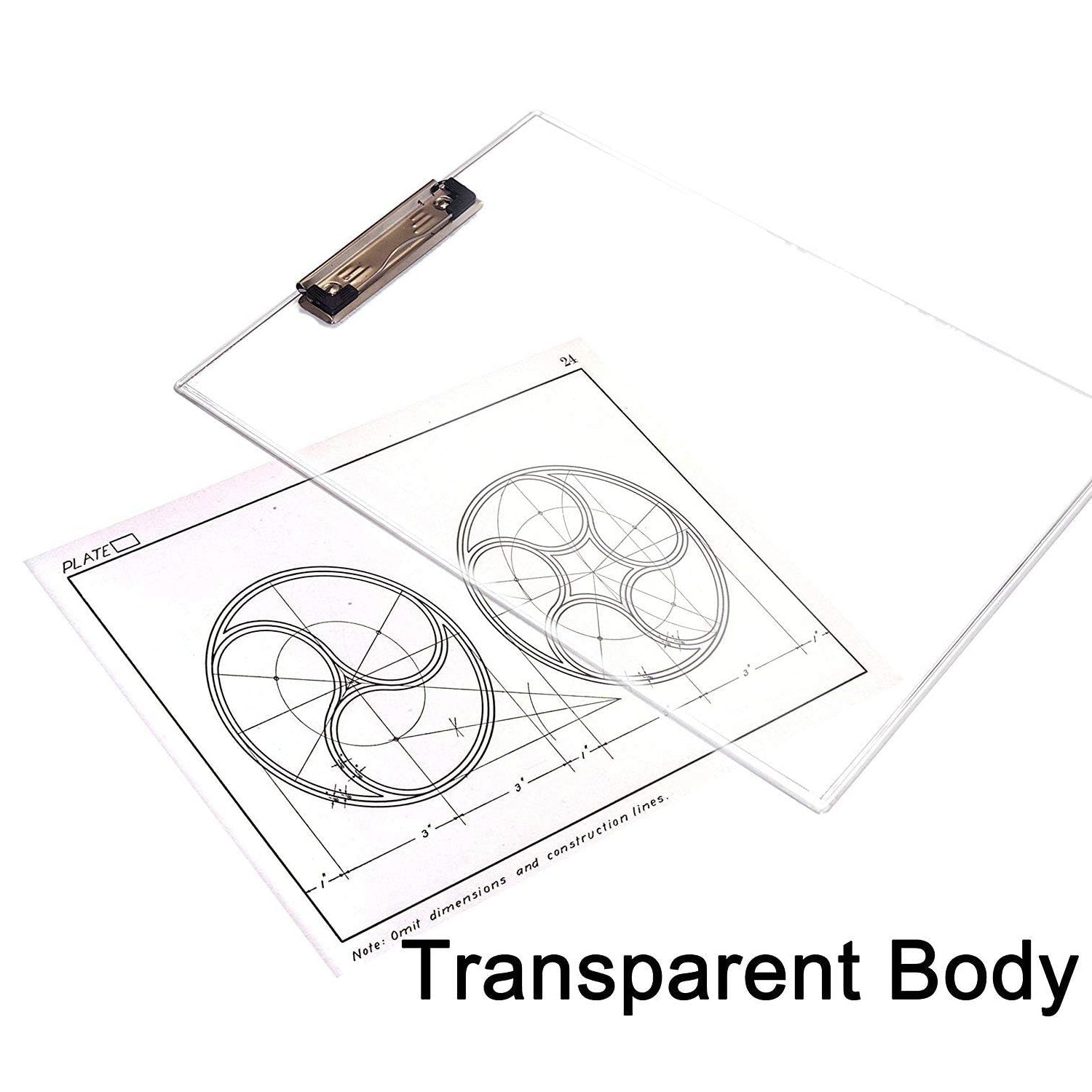 Your Brand premium transparent exam pad featuring a clear body for easy visibility of documents