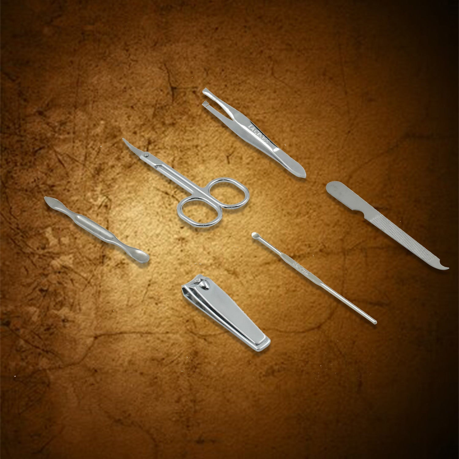 Your Brand professional nail care kit featuring stainless steel tools for at-home manicures