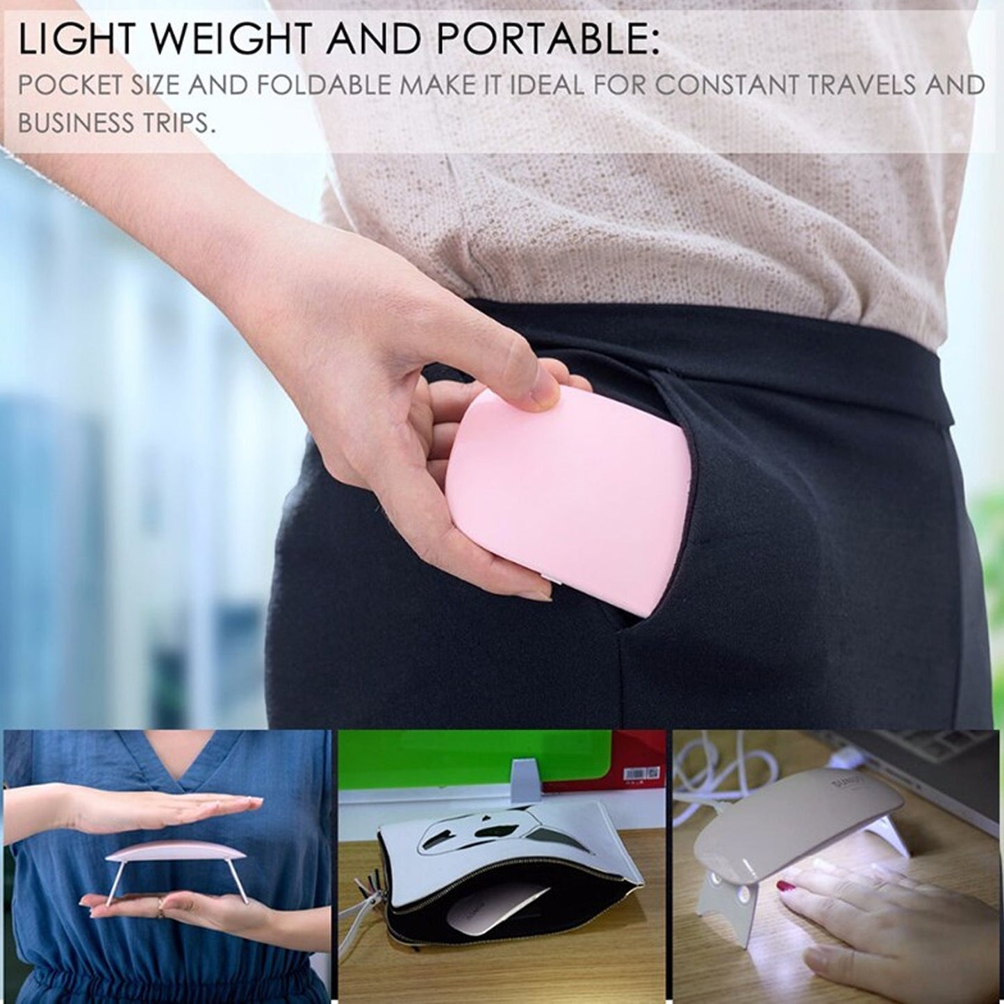 Portable and lightweight professional nail polish dryer machine, perfect for travel and business use