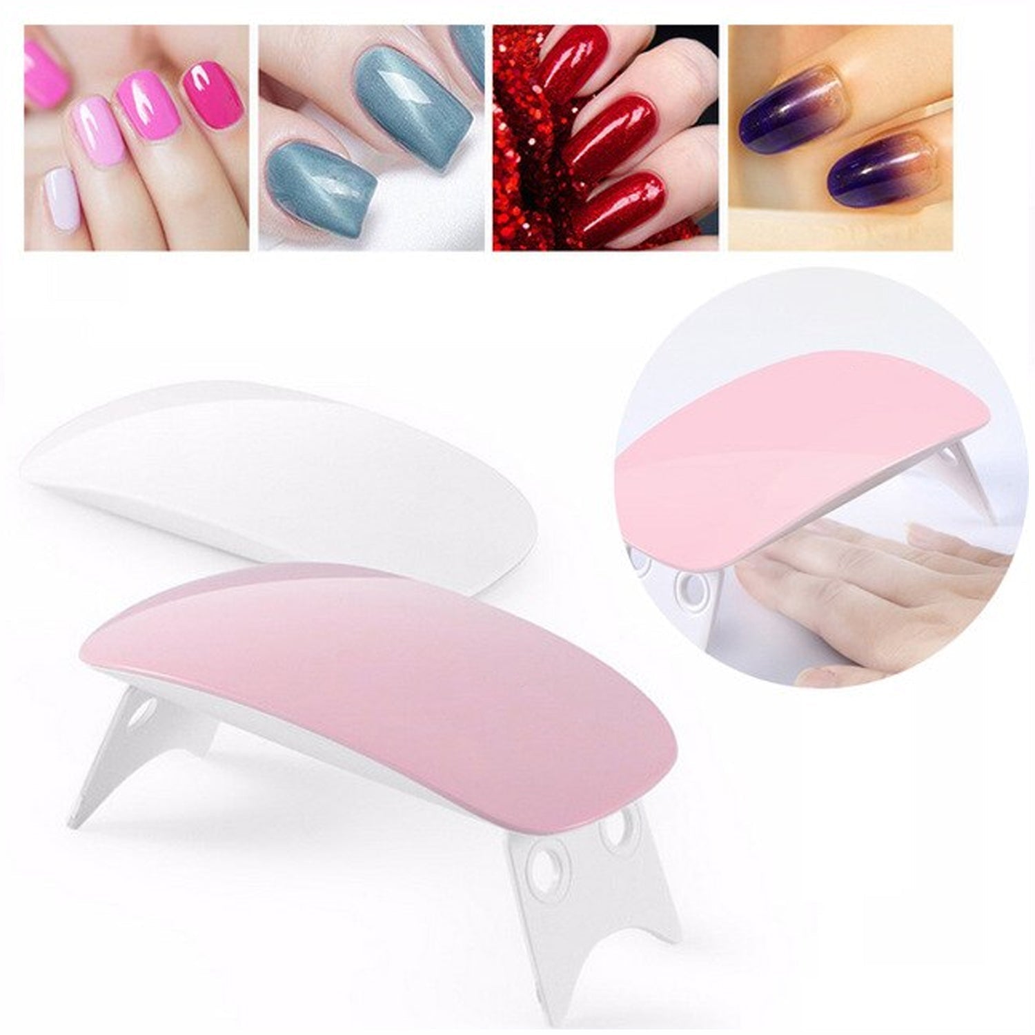 Professional nail polish dryer machine in pink and white for quick drying and salon-quality results