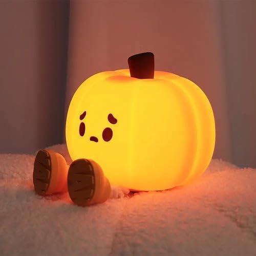 THE GIR FARMER cute pumpkin-shaped touch control silicone lamp glowing in warm yellow light