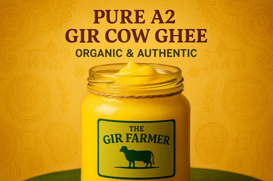 Pure A2 Gir Cow Ghee in a glass jar from THE GIR FARMER, highlighting organic and authentic quality