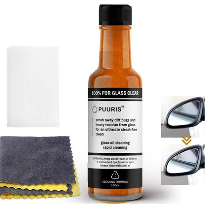 Puuris glass cleaning agent powerful stain remover with microfiber cloths for streak-free shine