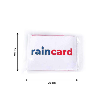 Compact waterproof rain coat pouch with dimensions for easy storage and portability