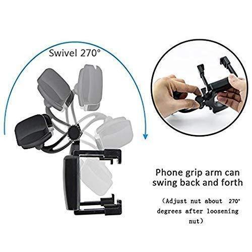 Adjustable rearview mirror phone holder with 270-degree swivel for optimal positioning