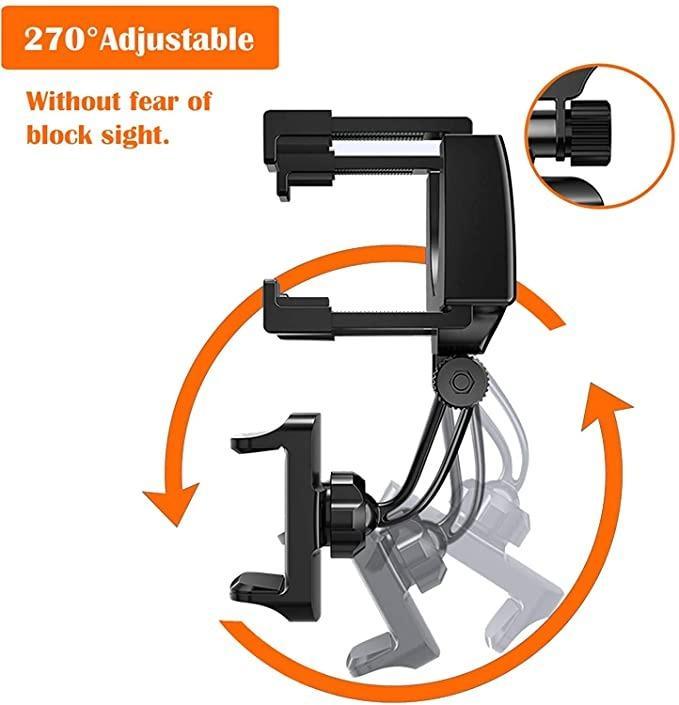 270 Degree Adjustable Rearview Mirror Phone Holder for Safe and Convenient Viewing
