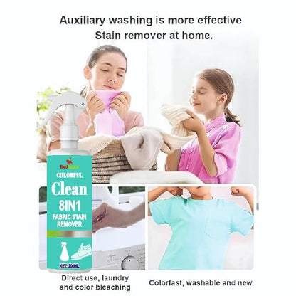 Colorful Clean 8-in-1 organic fabric stain remover indicated for effective laundry use