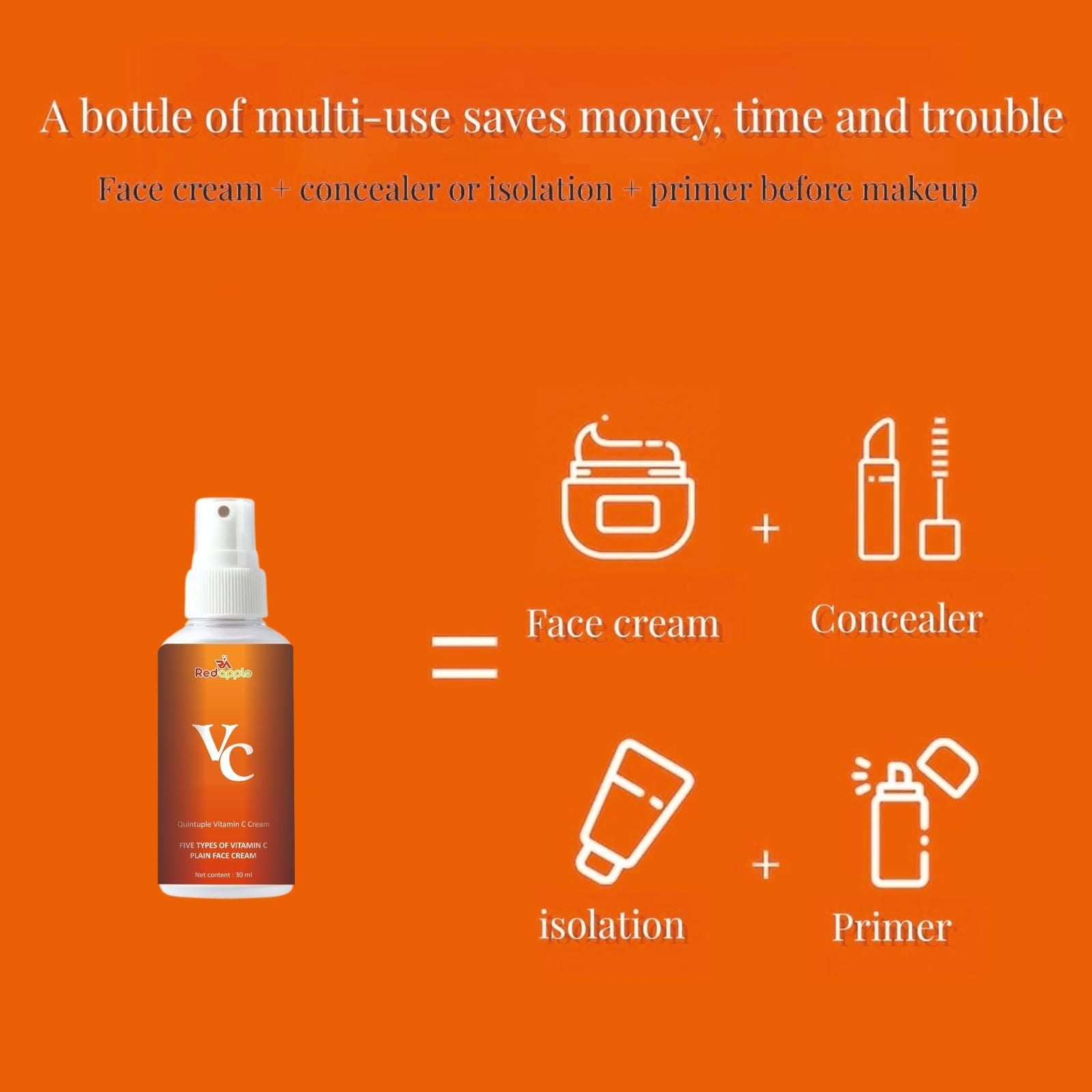 Organic plain face cream in an orange bottle for multi-use as primer, isolation, and concealer