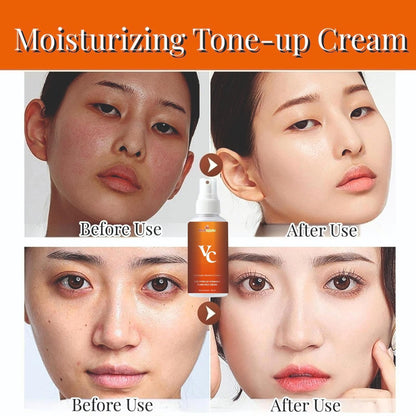 Before and after results of moisturizing tone-up cream showcasing improved skin texture and glow with organic plain face cream