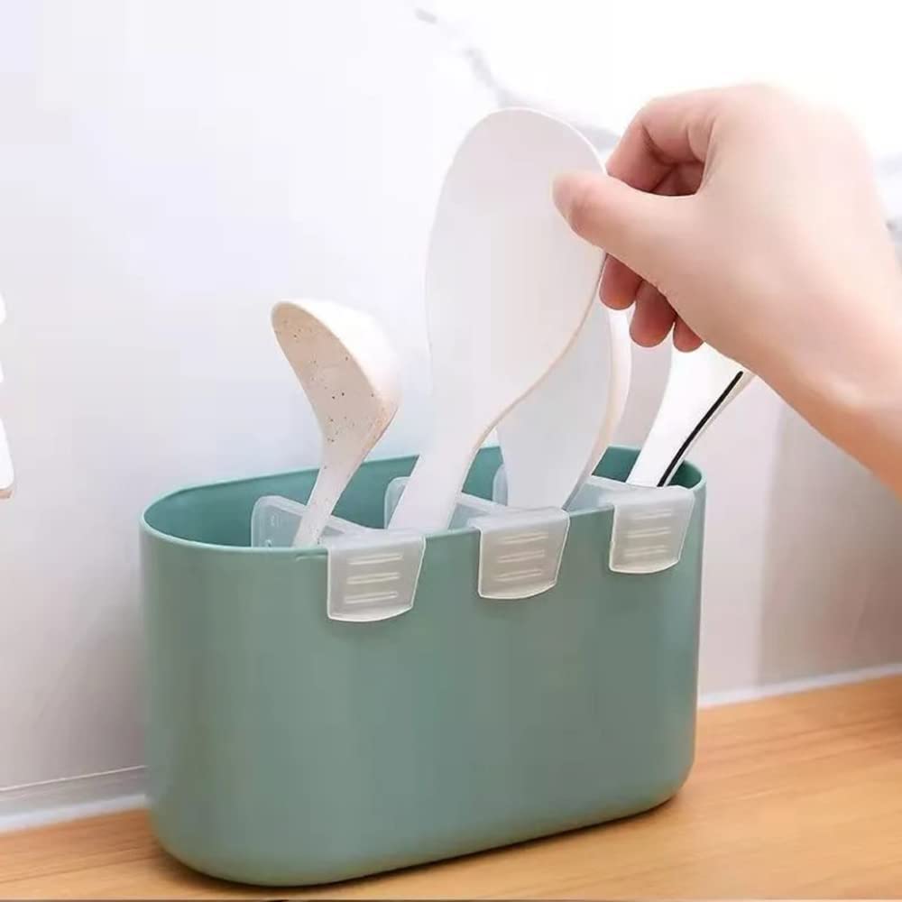 Your Brand refrigerator organizer bins in green for kitchen utensil storage and easy access