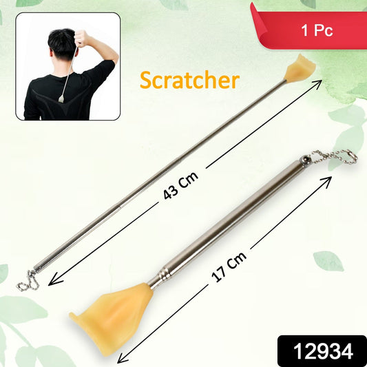 Retractable metal back scratcher with a comfortable grip, ideal for reaching itchy spots easily