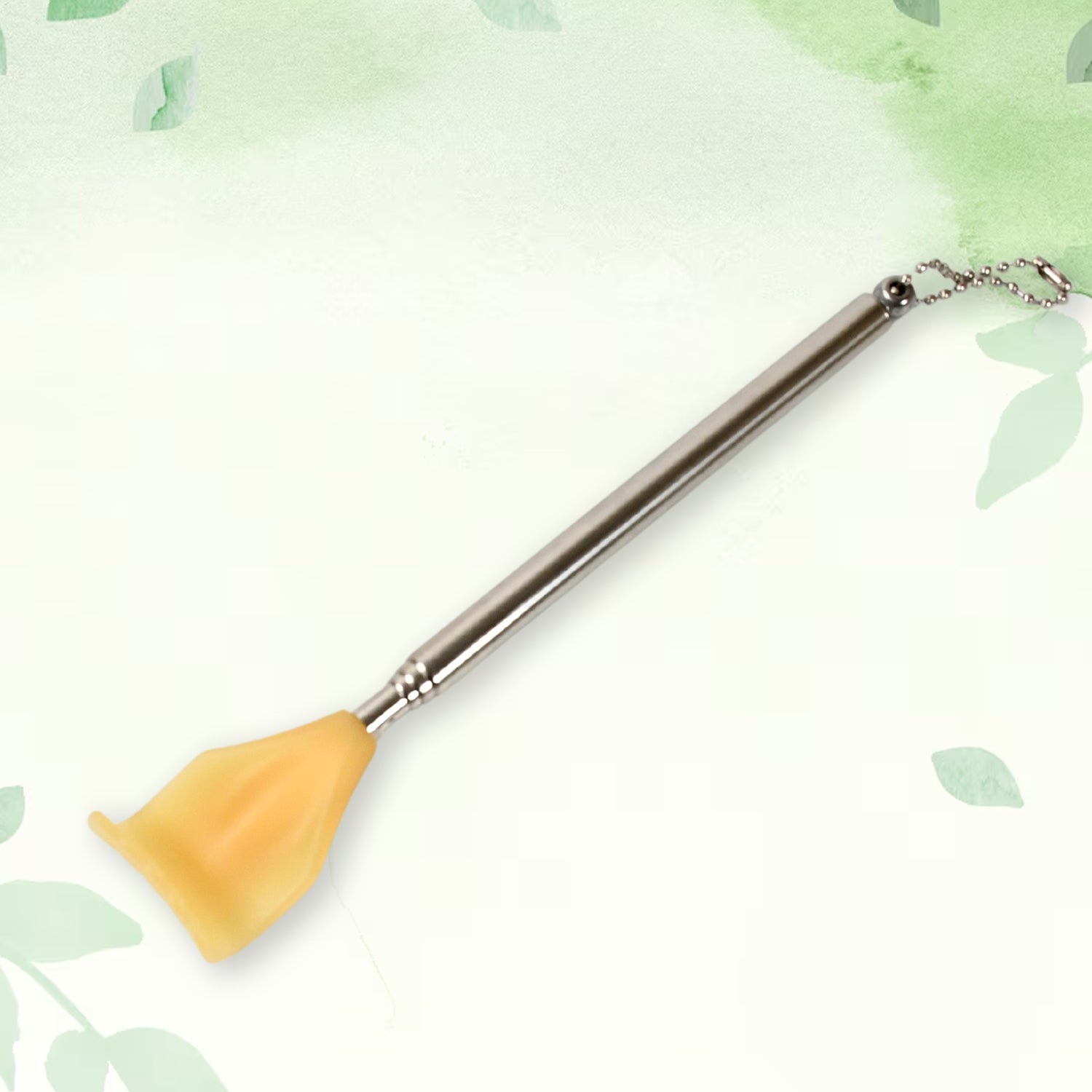 Retractable metal back scratcher with soft grip for easy use and comfort