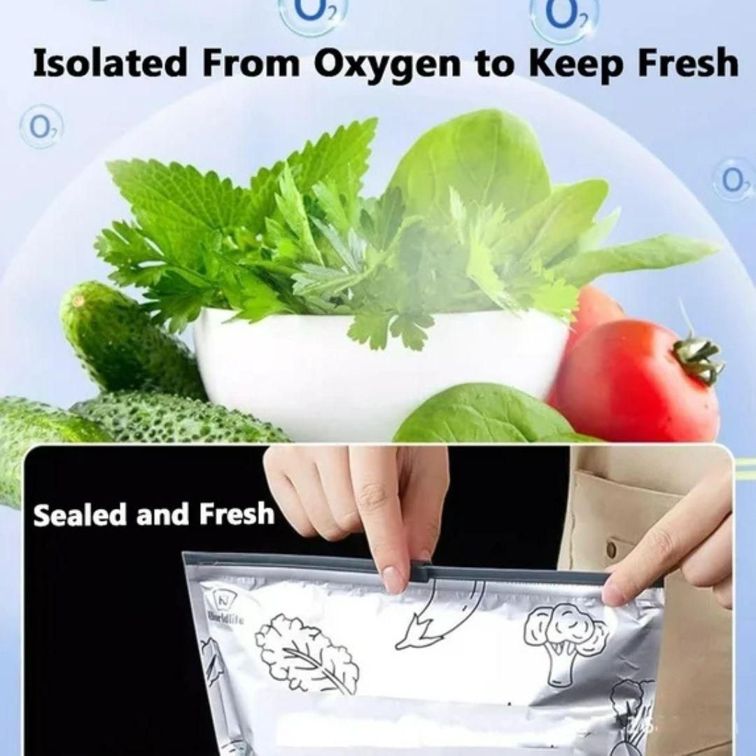Reusable aluminum foil storage bags keeping herbs fresh and sealed for longer shelf life