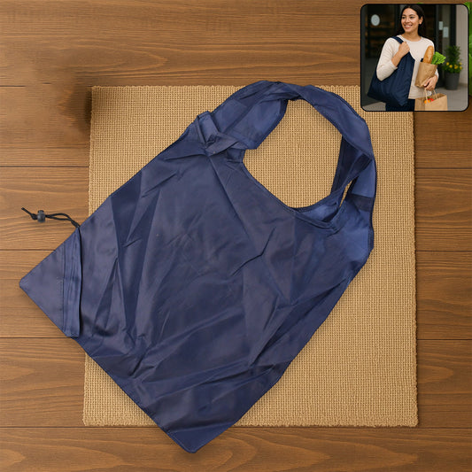 Your Brand reusable grocery bag with handles in navy blue, perfect for eco-friendly shopping