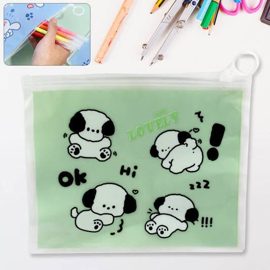 Reusable multipurpose pouch for kids featuring playful puppy designs and a sturdy zipper closure