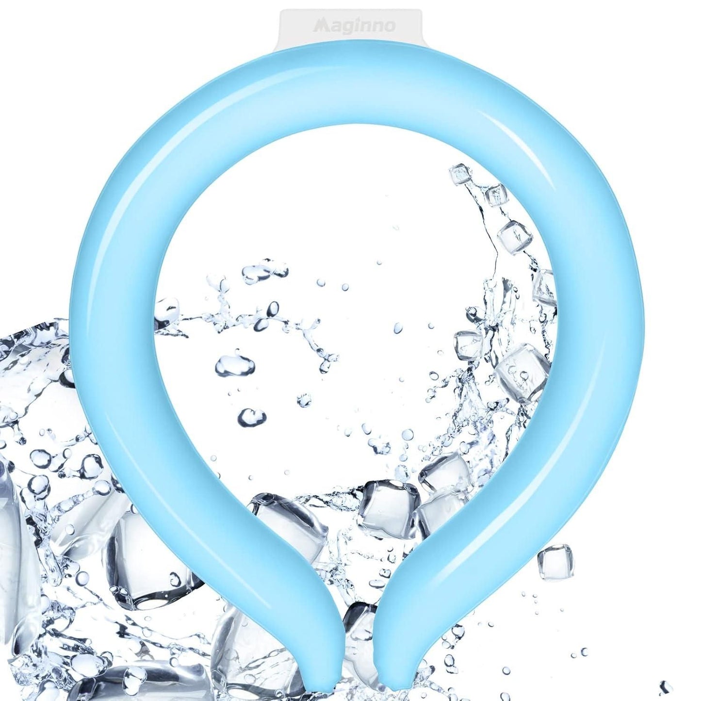 Light blue reusable neck cooling wrap designed for instant relief during hot weather