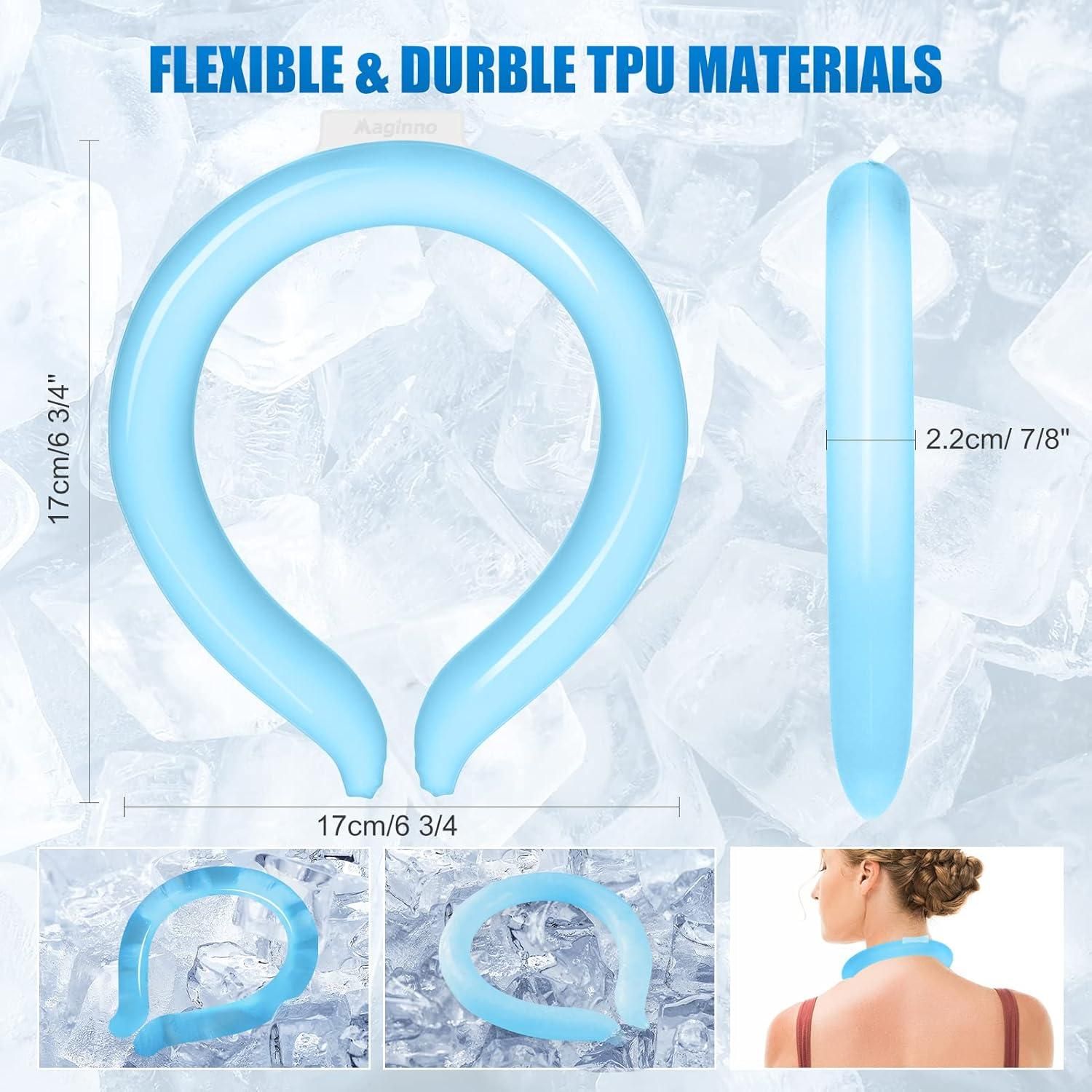 Light blue reusable neck cooling wrap made from flexible TPU materials for effective cooling relief