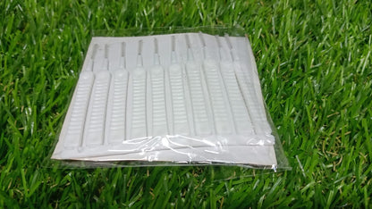 Set of reusable shower nozzle cleaning brushes packaged for easy storage and convenience