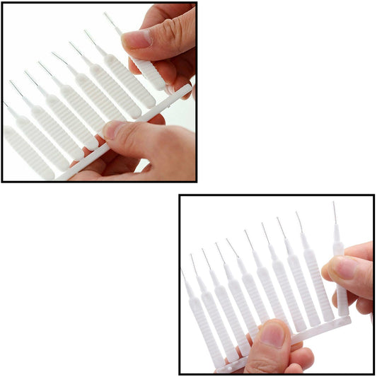 Set of reusable shower nozzle cleaning brushes for effective cleaning of shower heads and faucets