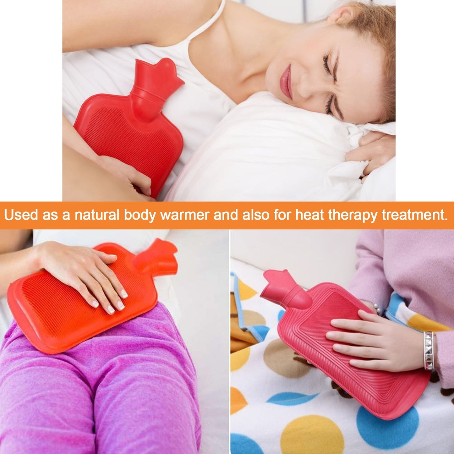 Your Brand Red Rubber Hot Water Bag for Pain Relief, ideal for soothing aches and warming body