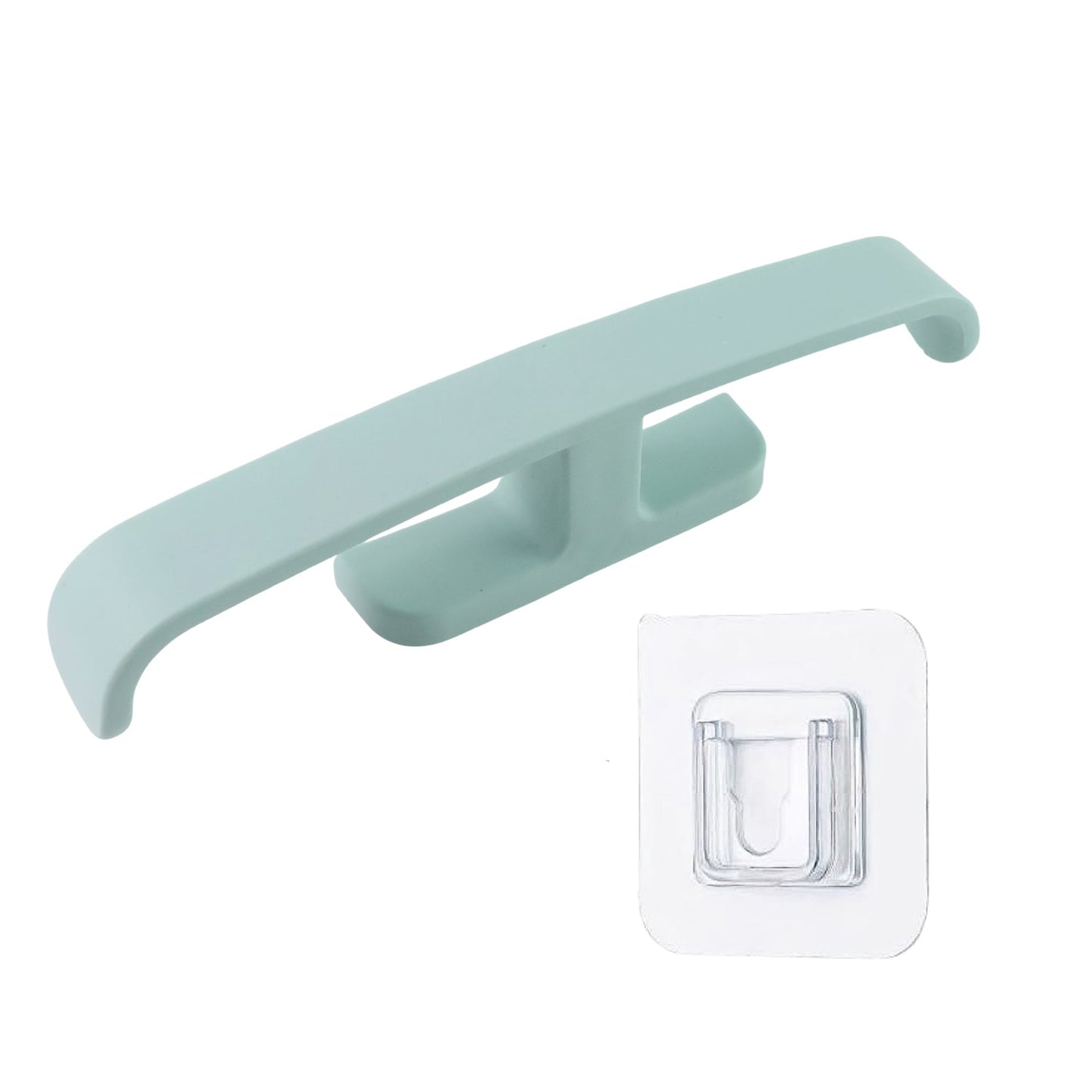 Self adhesive bathroom towel rack in soft green color for easy bathroom organization