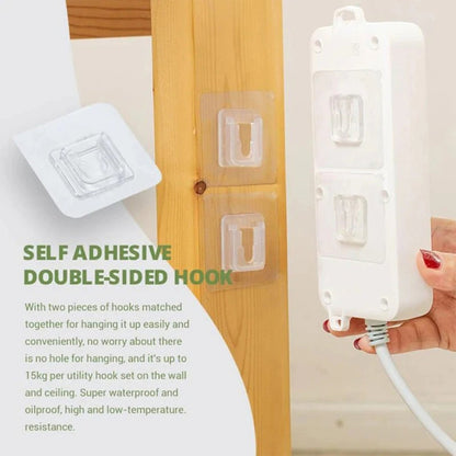 Self adhesive transparent wall hook designed for easy hanging and strong hold up to 15kg on walls and ceilings