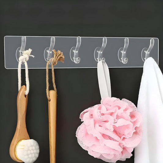 THE GIR FARMER clear self adhesive wall hanger hooks holding bath brush pink shower puff and towel