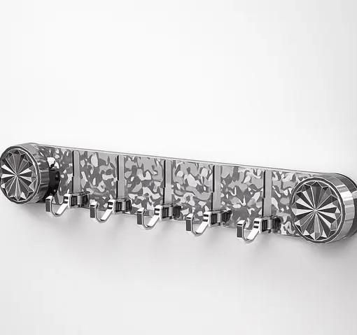 THE GIR FARMER metallic self adhesive wall hooks for home with six sturdy hooks and decorative end caps
