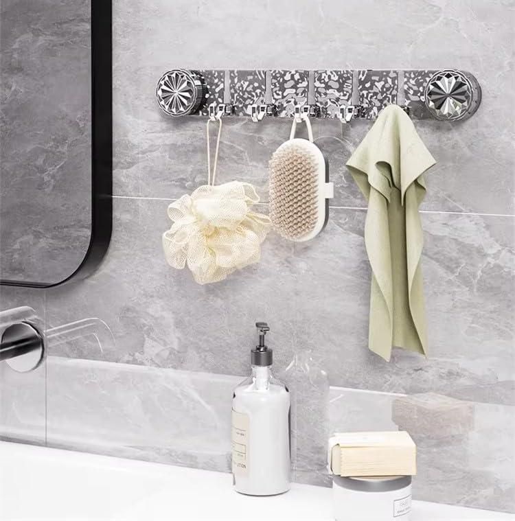 THE GIR FARMER self adhesive wall hooks for home holding bath sponge brush and towel on gray tile wall