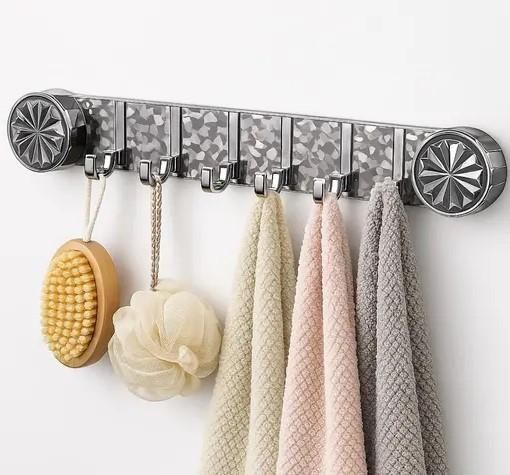 THE GIR FARMER self adhesive wall hooks for home with multiple hooks holding bath brushes and towels