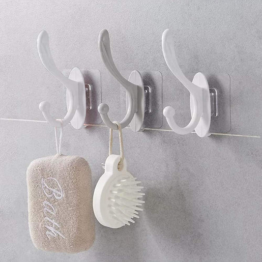 Self adhesive wall hooks in white for easy home organization and storage solutions