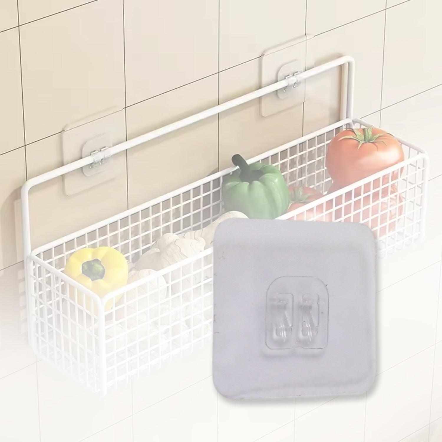 Your Brand self adhesive wall hooks for easy installation of storage baskets in kitchens