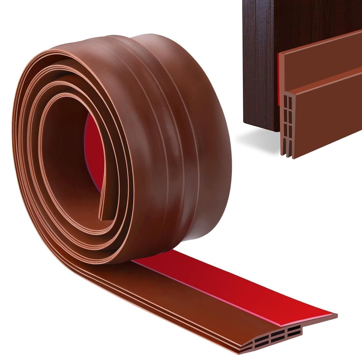 THE GIR FARMER self-adhesive wood floor transition strip in brown with peel and stick backing for easy installation