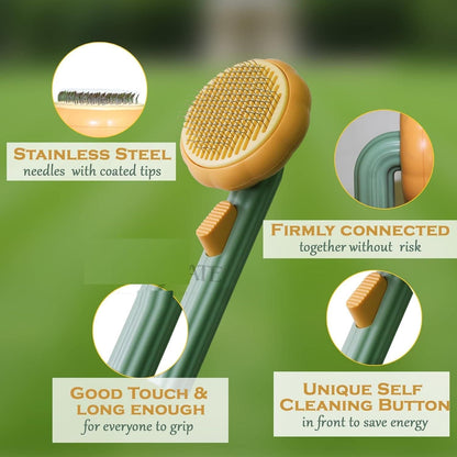 The Gir Farmer self cleaning pet comb with stainless steel needles and unique self cleaning button