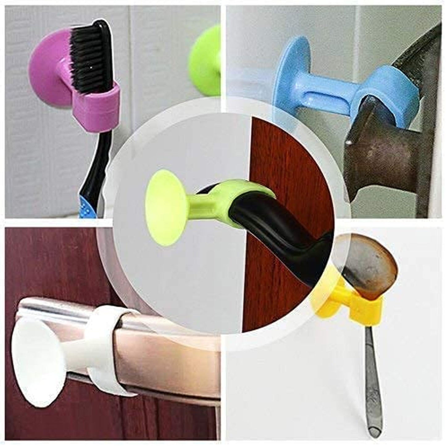 Collection of Your Brand self-sucking silicone door stopper in various colors for home protection