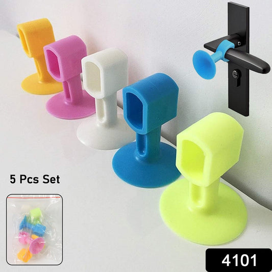 Colorful self-sucking silicone door stopper set with five pieces for effective door control