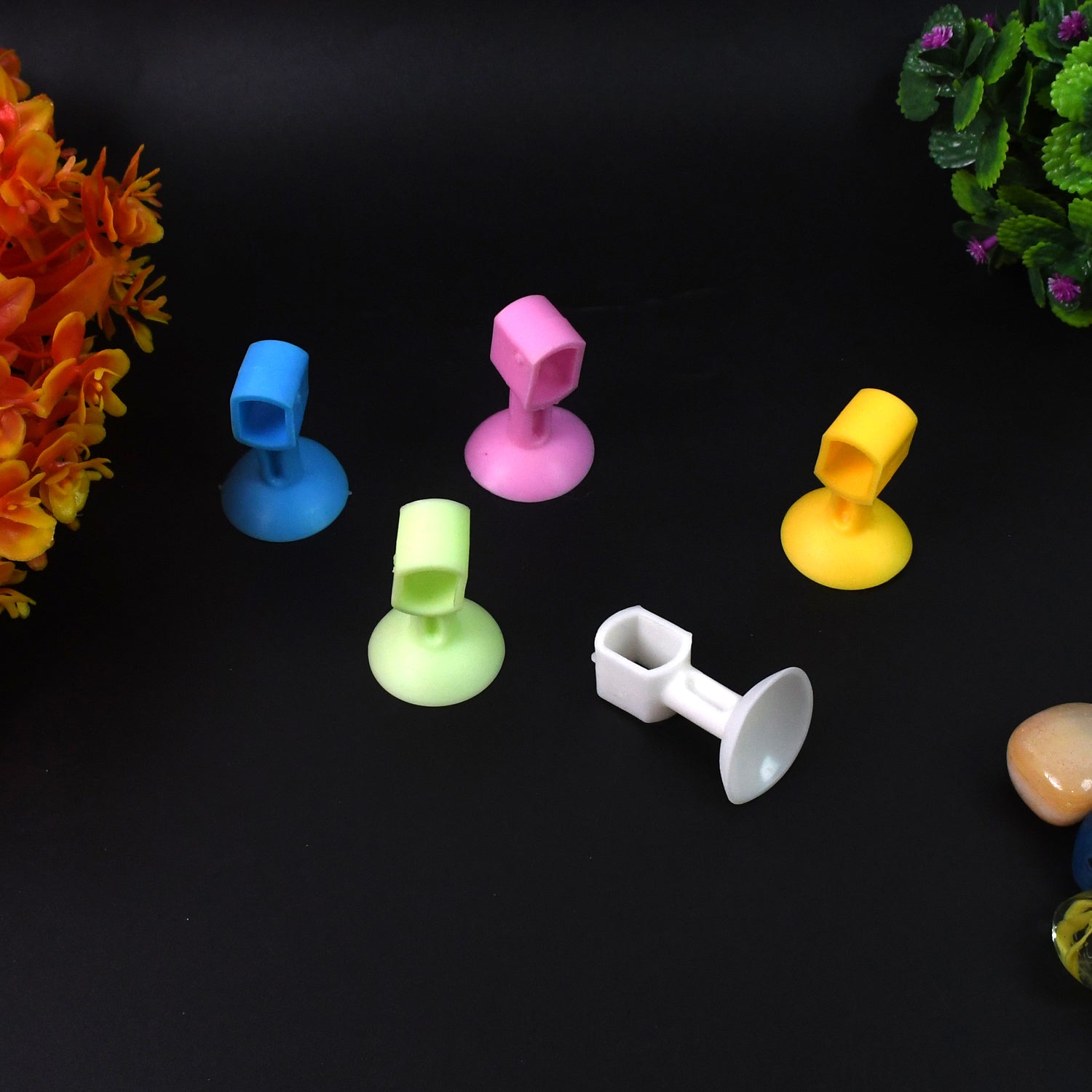 Colorful self-sucking silicone door stopper set with multiple sizes for effective door security