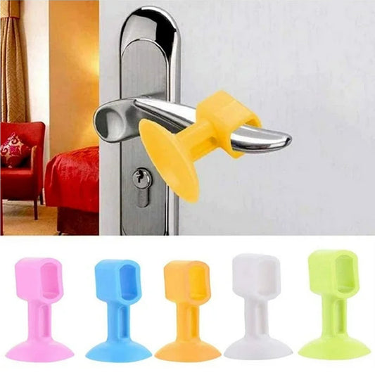 Self-sucking silicone door stopper set in various colors for securing doors and preventing slamming